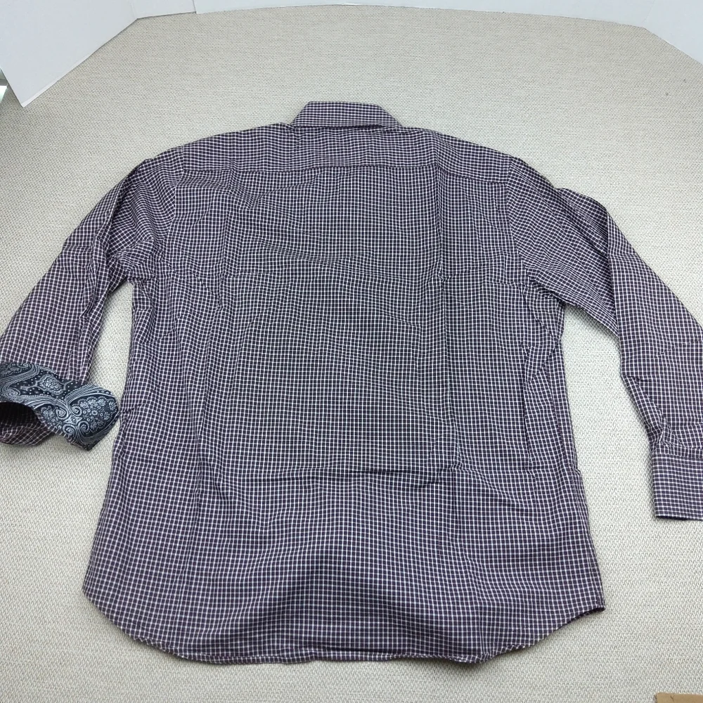 Bristol &‎ Bull Long Sleeve Button Down 100% Cotton Shirt, Purple/White, Size L